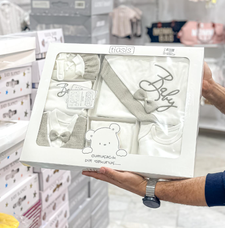 Set nou nascut - Set 10 piese, Nou născut, 0-3 Luni, Bumbac organic, Gentleman