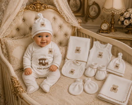 Haine bebe baietei - Set 10 piese, pentru baieti, Masinuta de epoca