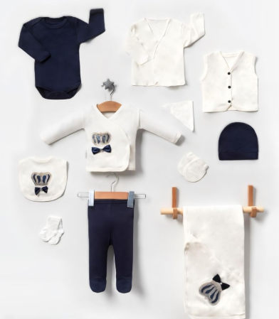 Set 10 piese, pentru nou-născut 0-3 luni, Colectie Lux, Albastru [1]