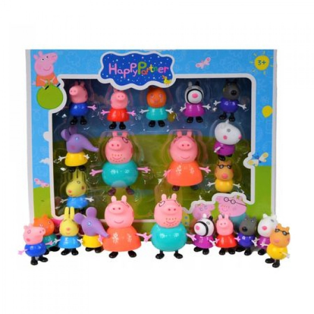 Figurine - Set 11 figurine Peppa Pig, intreaga familie, multicolor
