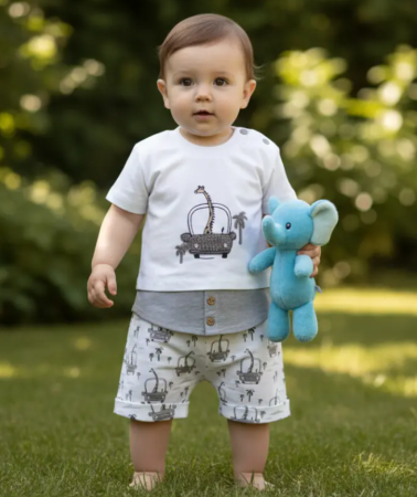 Set nou nascut - Set 2 piese, de vara, Flinstone, Gri