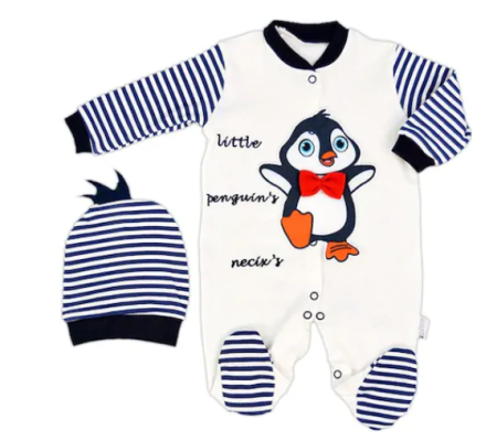 Haine bebe fetite - Set 2 piese nou nascut,pinguin