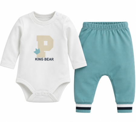 Set nou nascut - Set 2 piese pentru bebeluși – Body cu mânecă lungă și pantaloni, 0-3 luni