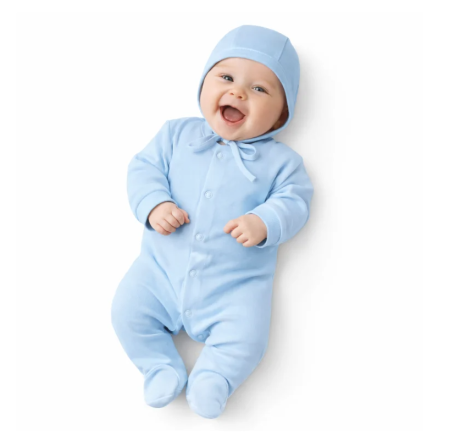 Haine bebe baietei - Set 2 piese, Pentru bebelusi, Cu salopeta, 0-3 luni, Albastru