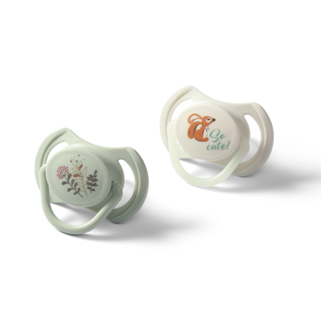 La somn - Set 2 Suzete simetrice din silicon 6-18 luni, Babyono