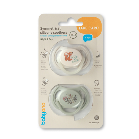 Set 2 Suzete simetrice din silicon 6-18 luni, Babyono [1]
