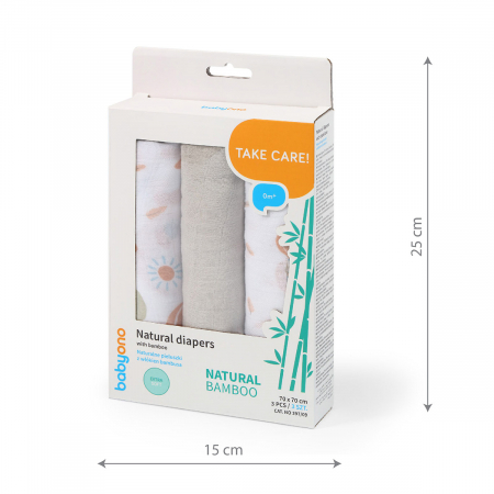 Set 3 bucati scutece copii din fibre bambus gri Babyono, Extra soft [4]