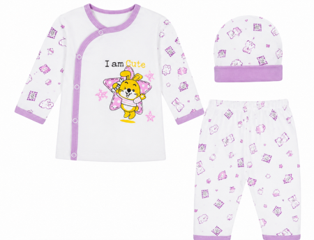 Costumase toamna-iarna - Set 3 piese, Bebe albinuta, 0-3 luni, mov