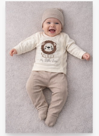Haine bebe baietei - Set 3 piese, Bebe regele casei, 0-3 luni