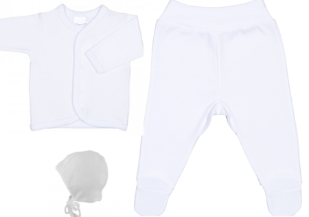 Set nou nascut - Set 3 piese bebelusi,alb