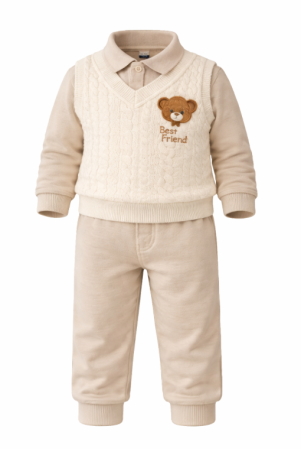 Costume - Set 2 piese, cu vestuta, bej