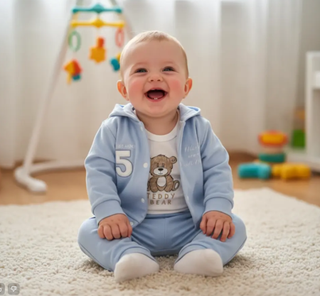 Set nou nascut - Set 3 piese haine bebe, albastru