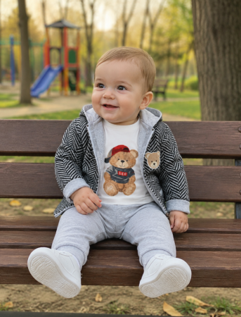 Set nou nascut - Set 3 piese pentru băieți, Cu geaca