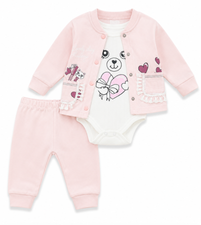 Costumase - Set 3 piese pentru bebeluși, Cu danteluta
