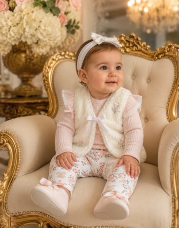 Haine bebe fetite - Set 3 piese pentru fetițe, Cu vestuta
