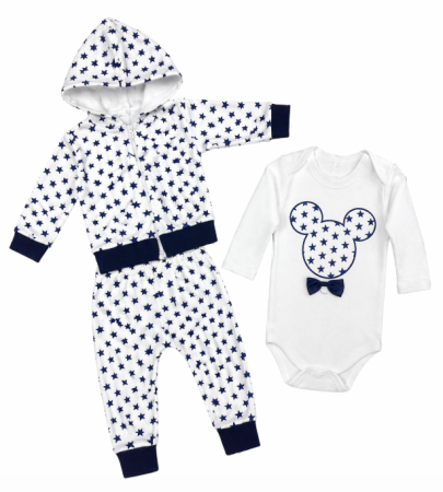 Set nou nascut - Set 3 piese, tip Mickey, cu hanorac