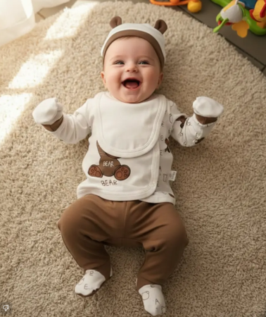 Costumase - Set 5 piese, 0-3 luni, Cu papion