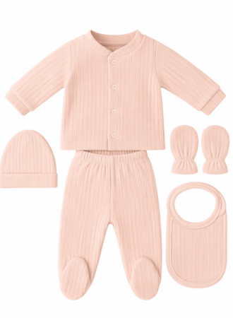 Costumase toamna-iarna - Set 5 piese, maternitate, roz