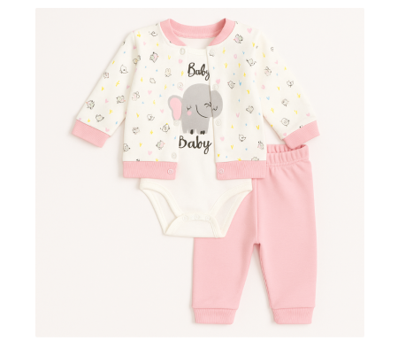 Costumase vara-primavara - Set 3 piese bebelus, Elefantel cu noroc