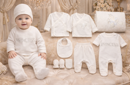 Costumase toamna-iarna - Set 10 piese, Bumbac organic 100%, Printesa