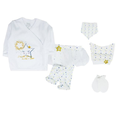 Set nou nascut - Set 5 piese,colectie Lux,stelute 3D