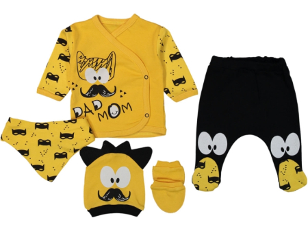 Set nou nascut - Set 5 piese galben pentru bebe