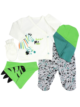 Costumase toamna-iarna - Set 5 piese haine bebe,0-3 luni,animalute salbatice