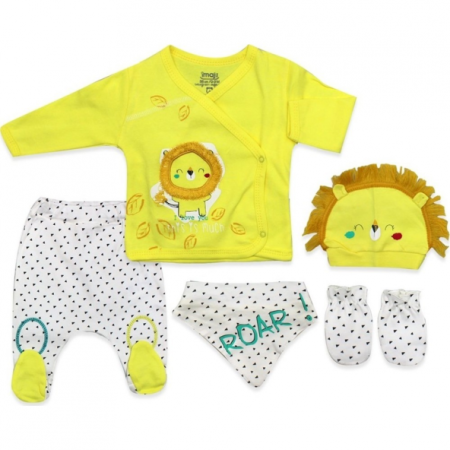 Costumase toamna-iarna - Set 5 piese haine bebe,0-3 luni leutul galben