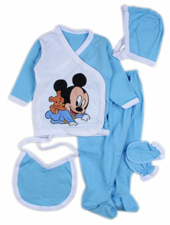 Set nou nascut - Set 5 piese haine bebe,model Mickey