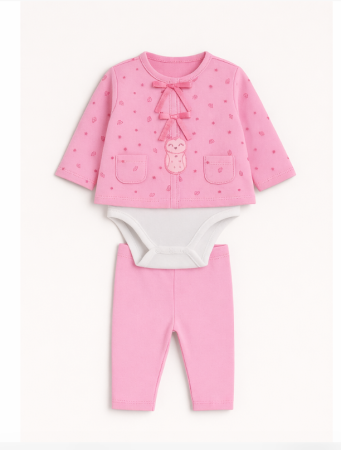 Set nou nascut - Set 5 piese haine bebe, roz