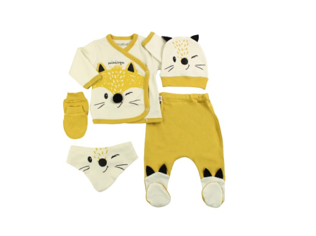 Costumase toamna-iarna - Set 5 piese haine bebe,vulpita nazdravana,mustar