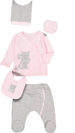 Set nou nascut - Set 5 piese haine bebelina,colectie Lux