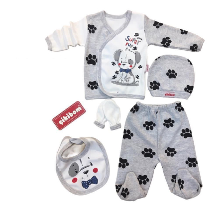 Costumase toamna-iarna - Set 5 piese haine bebelus,0-3 luni,Cikibom,catelus