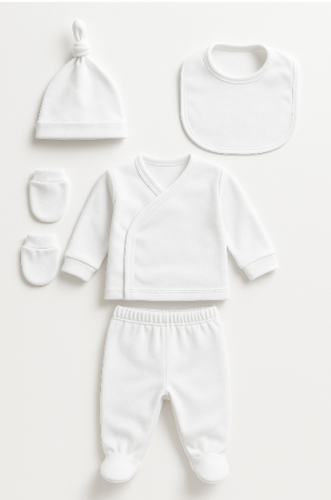 Costumase toamna-iarna - Set 5 piese, maternitate, alb