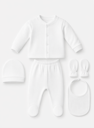 Costumase primavara-vara - Set 5 piese, maternitate, alb