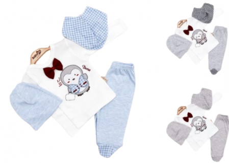 Haine bebe baietei - Set 5 piese nou nascut,cod 02
