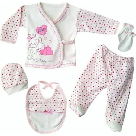 Haine bebe fetite - Set 5 piese nou nascut,cod 09