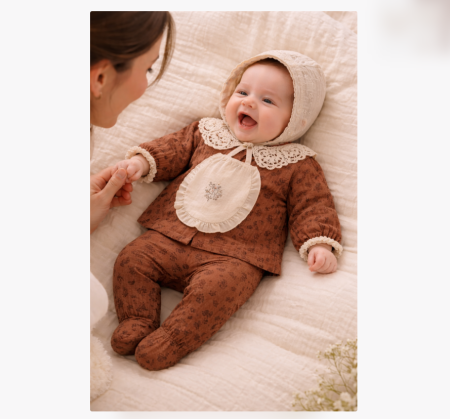 Hainute bumbac organic - Set 5 piese, Nou născut Con con 0-3 Luni, Bumbac organic, Brodat stil Vintage