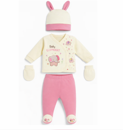 Set nou nascut - Set 5 piese nou nascut, Elefantel norocos