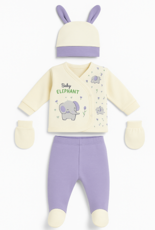 Costumase toamna-iarna - Set 5 piese nou nascut, Elefantel norocos