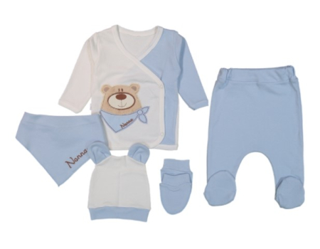 Set nou nascut - Set 5 piese ursuletul la miere,albastru