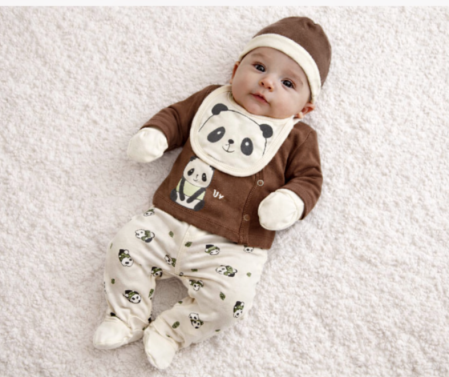 Haine bebe baietei - Set 5 piese ursuletul la miere, Panda