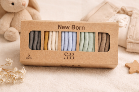 Ciorapi - Set 6 perechi de sosete, 0-3 luni, pentru baietei