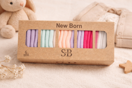 Ciorapi - Set 6 perechi de sosete, 0-3 luni, pentru fetita