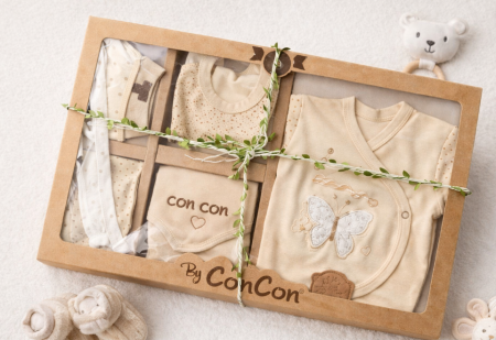 Hainute bumbac organic - Set 8 piese, Bumbac organic 100%, Model Fluturas