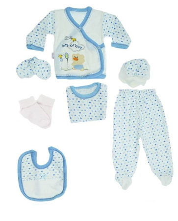 Costumase toamna-iarna - Set 8 piese haine bebe la caseta,albastru,0-3 luni