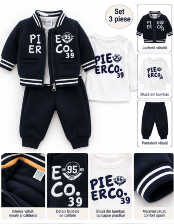Set nou nascut - Set bebe 3 piese din bumbac, vătuit – confort și căldură
