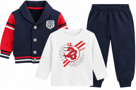 Set nou nascut - Set bebe 3 piese din bumbac, vătuit – confort și căldură, One red