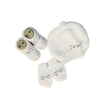 Caciuli - Set caciulita cu botosi si manusi pentru baietel,0-3 luni