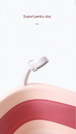 Set Cadita pliabila pentru bebelusi Beberoyal, cu termometru digital si dop de scurgere, Roz, 81cm CD-005-006 + Suport Textil Baie Bebelusi, Universal, Carlige prindere, Beberoyal [3]